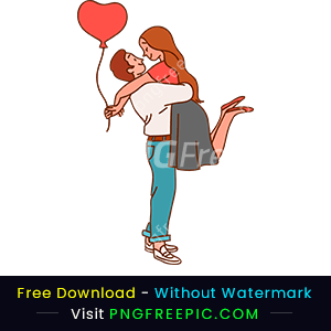 Valentine day vector couple hugging holding balloon png