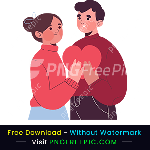Happy valentines day couple holding heart png