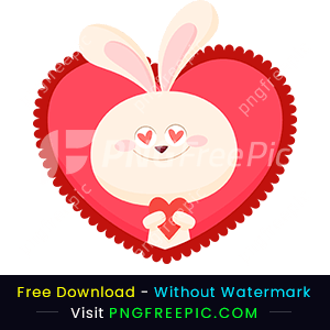 Happy valentines day invitation rabbit red heart png