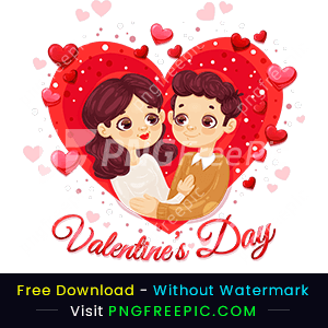 Valentine day cute couple in love frame png image