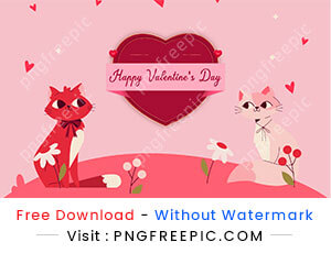 Cute cats couple valentine day vector background
