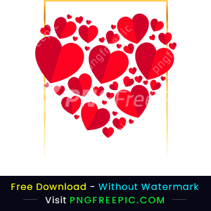 Abstract red color heart frame valentine day png
