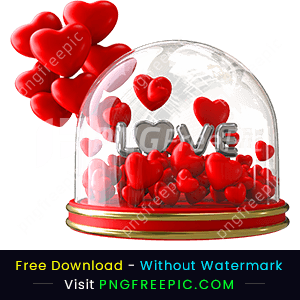 Glass snow globe with hearts red vector valentine png