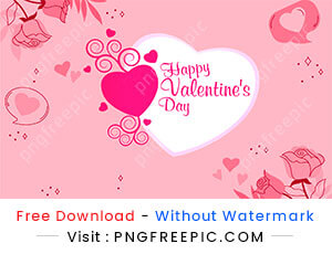 Happy valentine day abstract flowers hearts pink background