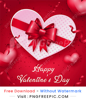 Valentines day heart and ribbon realistic illustration design