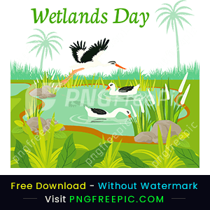Modern nature wetlands day png ecology concept