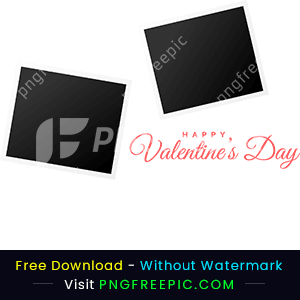 Valentine day text with photo frame vector png