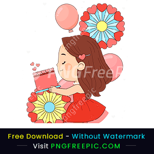 Happy valentine day vector cute girl png image