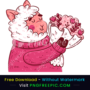 14th February valentine day cute sheep vector png