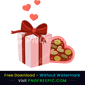 Valentine day vector gift box with heart illustration png