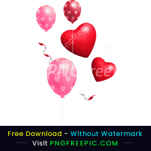 Valentine day heart shaped balloons illustration png