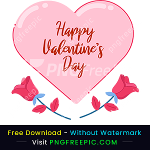 Valentine day heart with rose illustration png