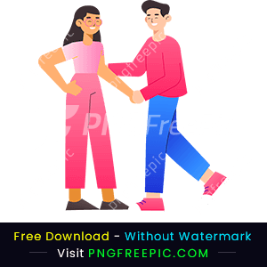 Cute boy & girl holding hand valentine day png image