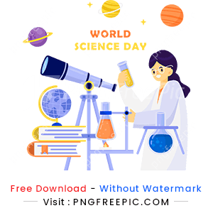 Flat world science day illustration abstract png image
