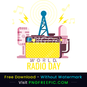 Cute world radio day design abstract image png