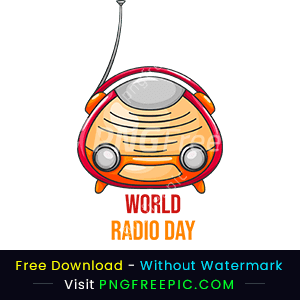 Radio day musical notes in flat design png image
