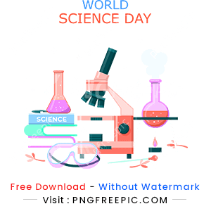 Flat world science day abstract design png image