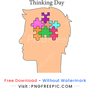 Hand drawn thinking concept puzzel design png
