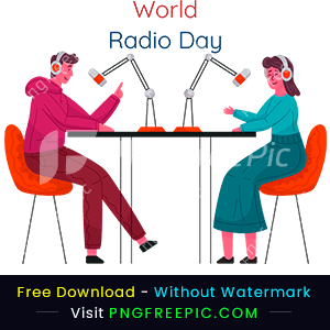 World radio day with presenters clipart png image
