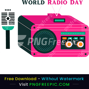 Abstract pink color world radio day png image