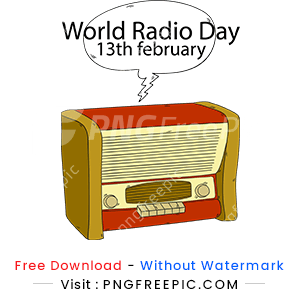 World radio day design with wooden radio png