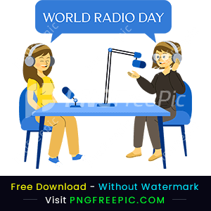 World radio day illustration girls picture png image