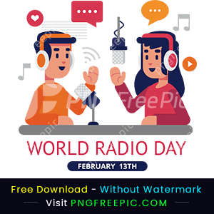 World radio day with presenters illustrator png image