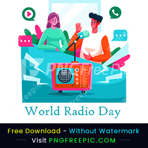 Abstract world radio day design png image