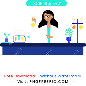 Flat national science day clipart design image png