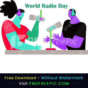 World radio day event illustrated character png image