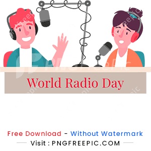 World radio day concept design watercolor illustration png