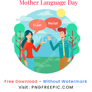 Happy international mother language day couple greetings vector png